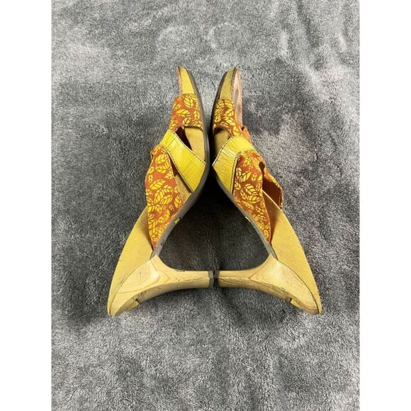 Diesel Faux Wooden Heel Sandals Yellow Orange Suede Leather Open Toe - Picture 7 of 10